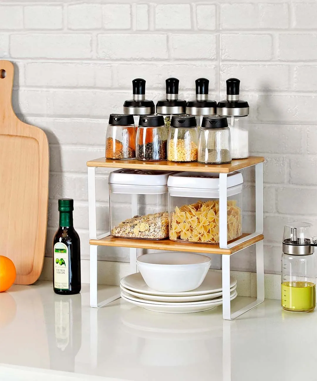 Organizador De 2 Repisas Estante De Vajilla Y Loza Apilable -4