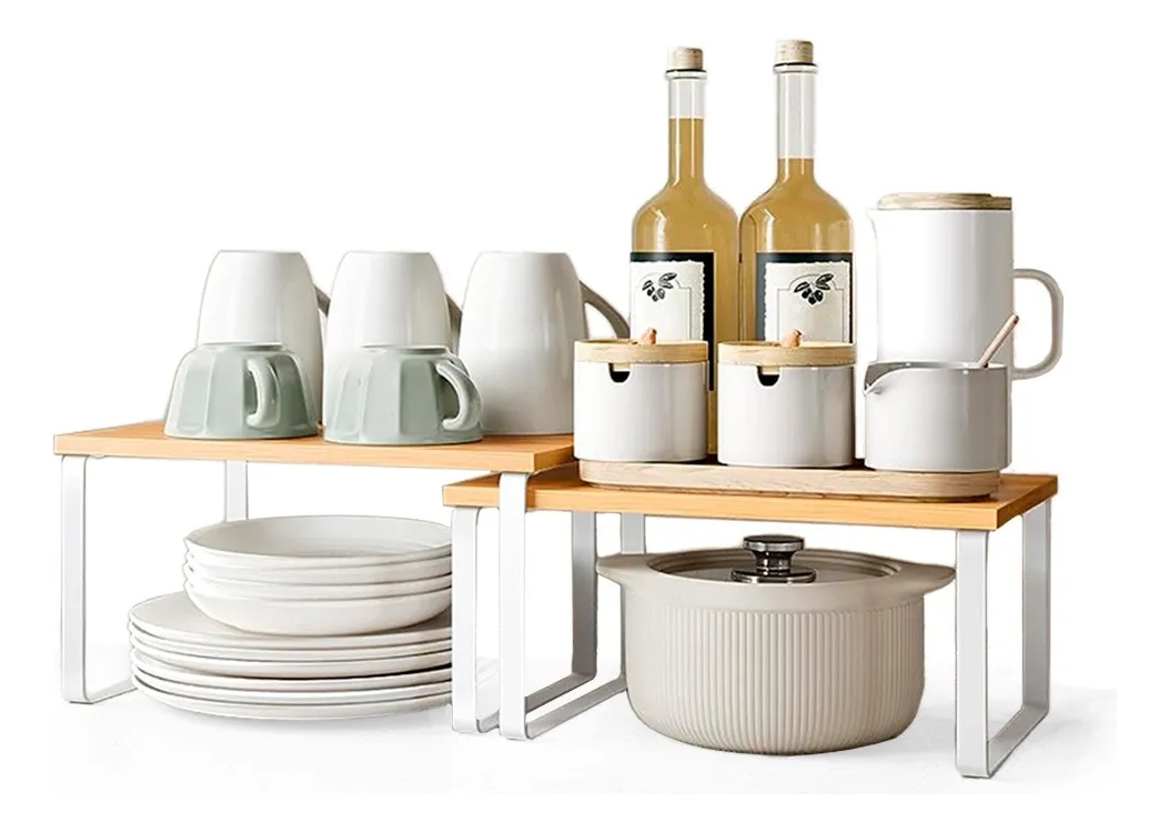 Organizador De 2 Repisas Estante De Vajilla Y Loza Apilable -5