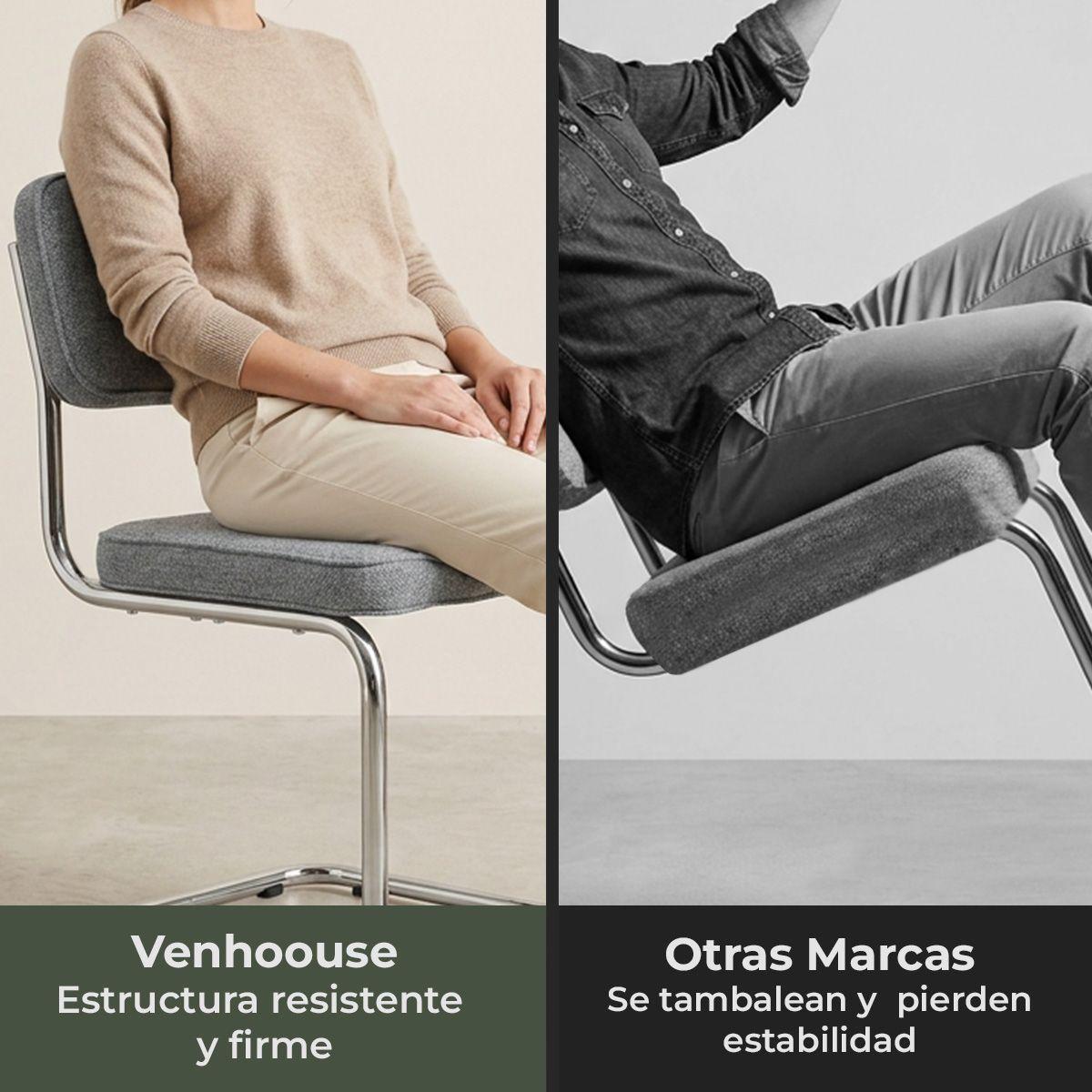 Pack 4 Sillas Comedor Cocina Moderna Metal Acolchada Breuer Gris Venhoouse-4