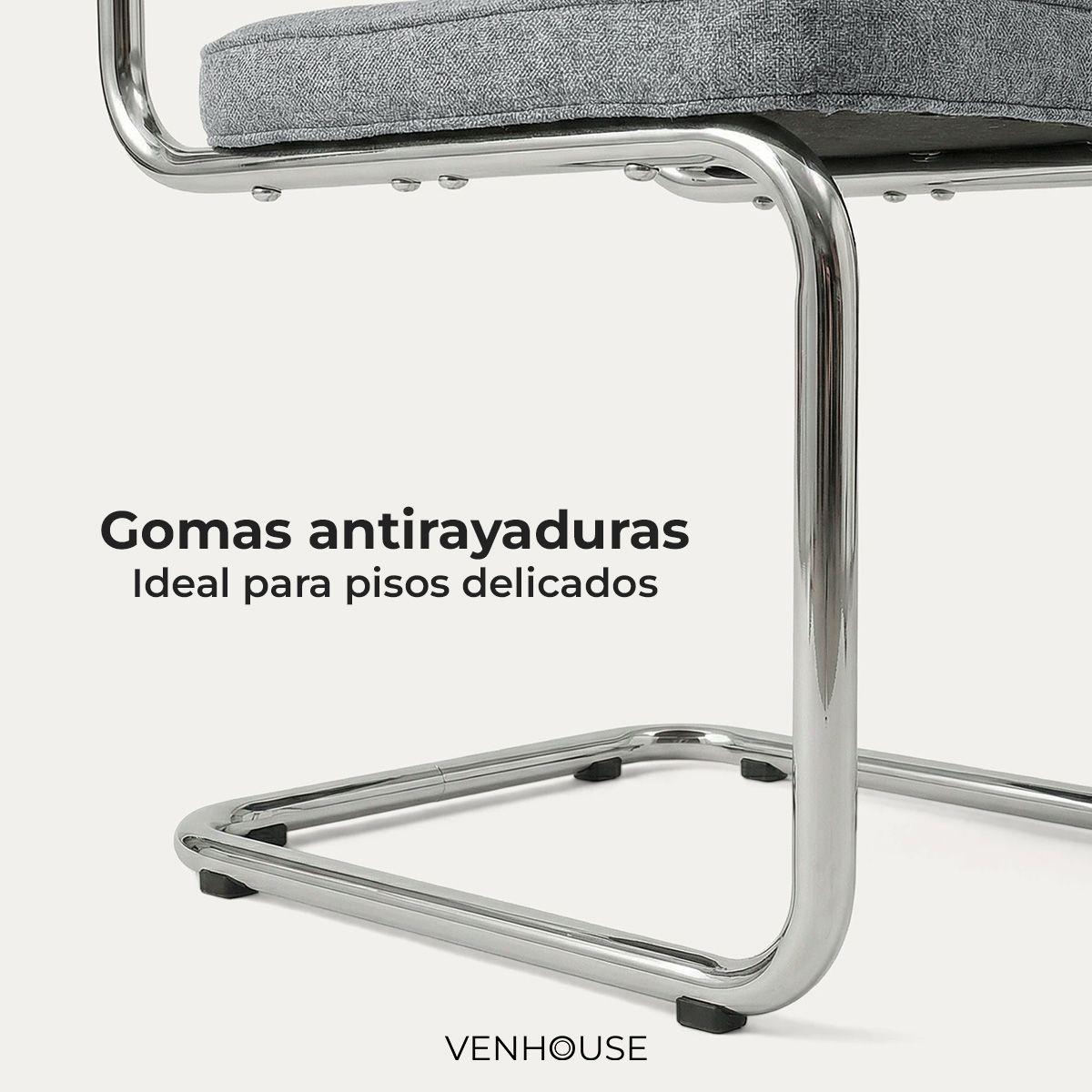 Pack 4 Sillas Comedor Cocina Moderna Metal Acolchada Breuer Gris Venhoouse-5