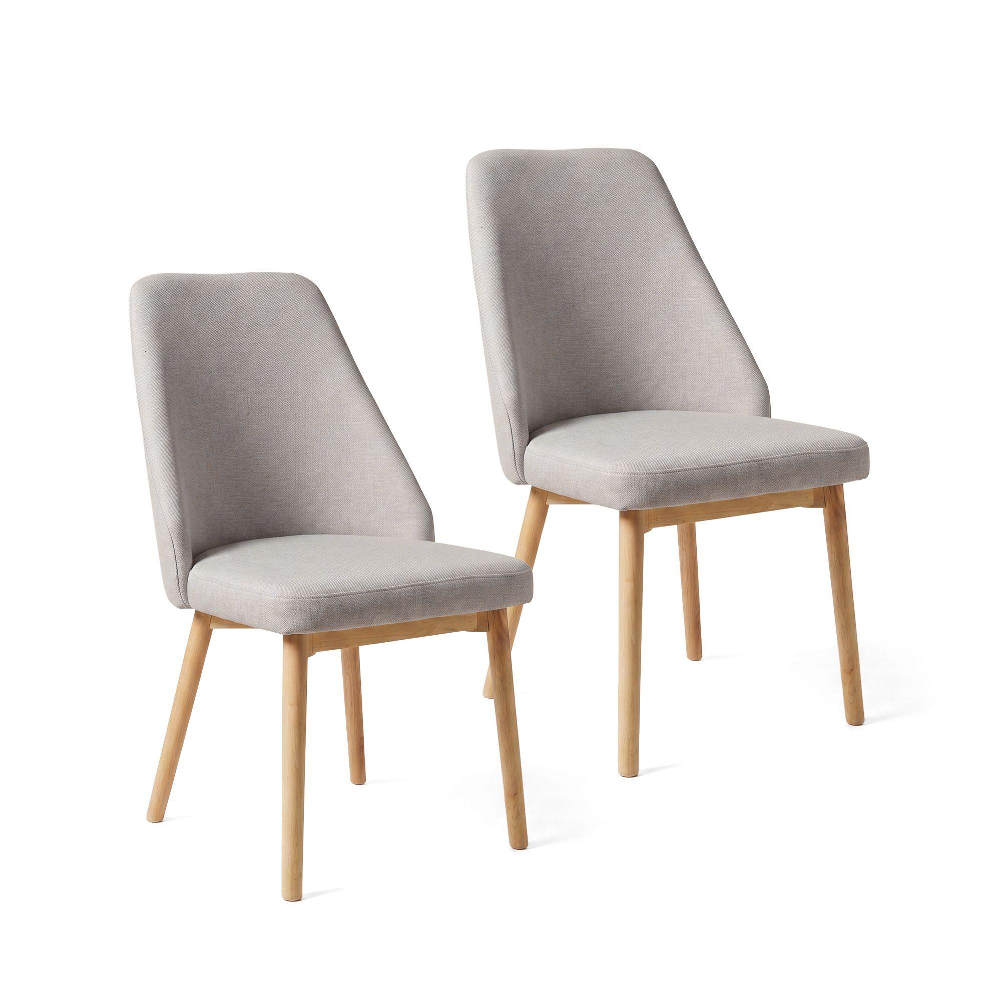 Pack 2 Sillas Comedor Lena Madera Asiento Acolchado Poliéster Greige-0