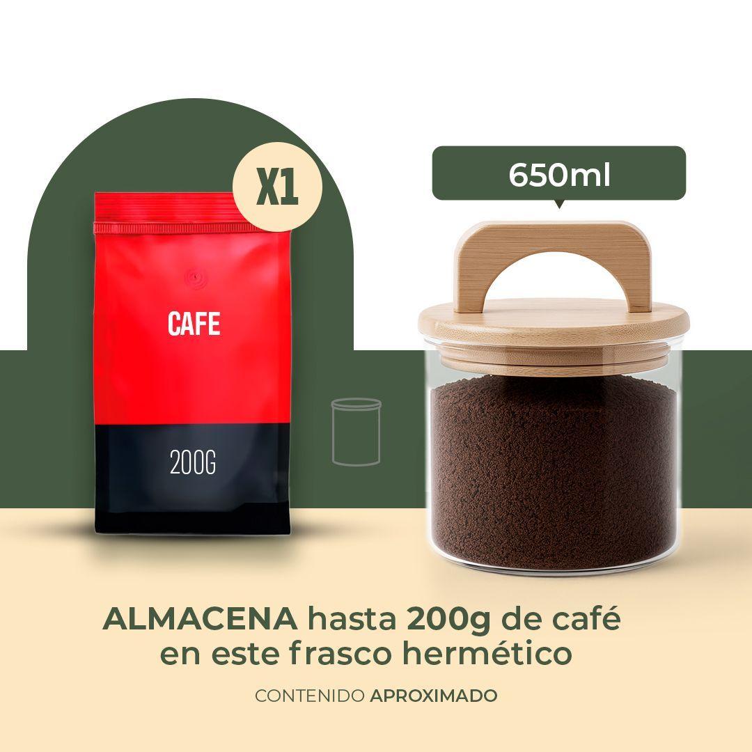 Pack 3 Contenedores Herméticos Vidrio Tapa Asa Bambú 650ml-2
