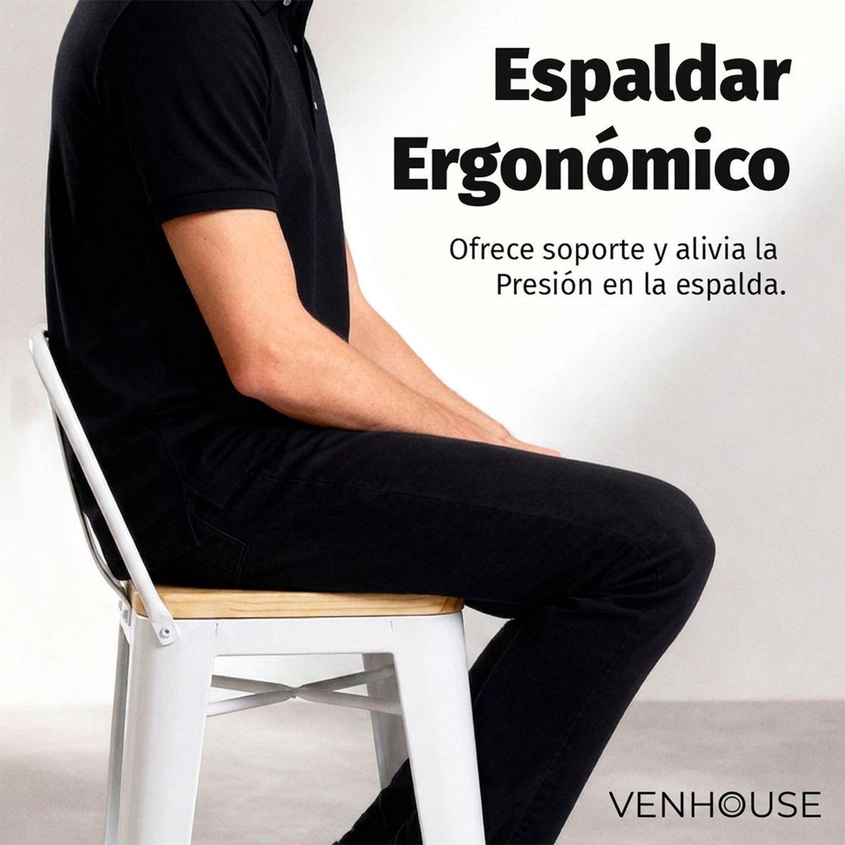 Pack 4 Taburetes Tolix Blancos De Madera 66cm Con Respaldo Venhouse-2
