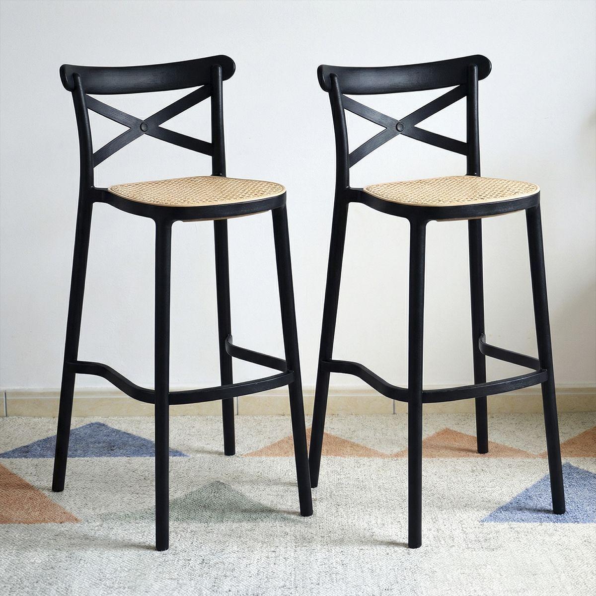 Pack 2 Taburetes Crossback Danubio 66cm Bar/terraza Apilable-0