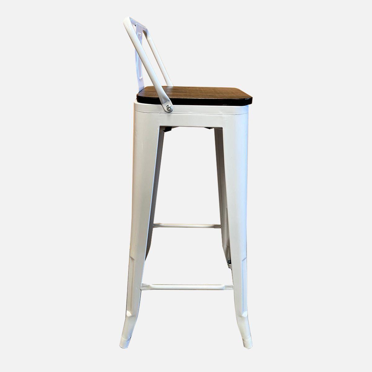 Pack 4 Taburetes Tolix De Madera 76cm Con Respaldo Venhouse Blancas-2