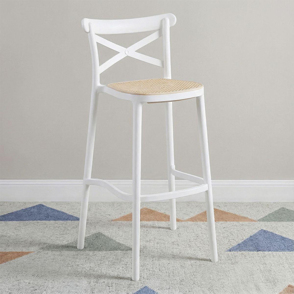 Taburete Piso Bar O Terraza Apilable 76cm Crossback Danubio Venhoouse Blanco-0