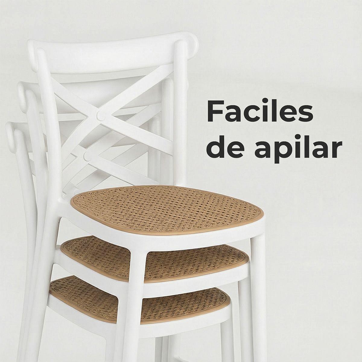 Taburete Piso Bar O Terraza Apilable 76cm Crossback Danubio Venhoouse Blanco-2