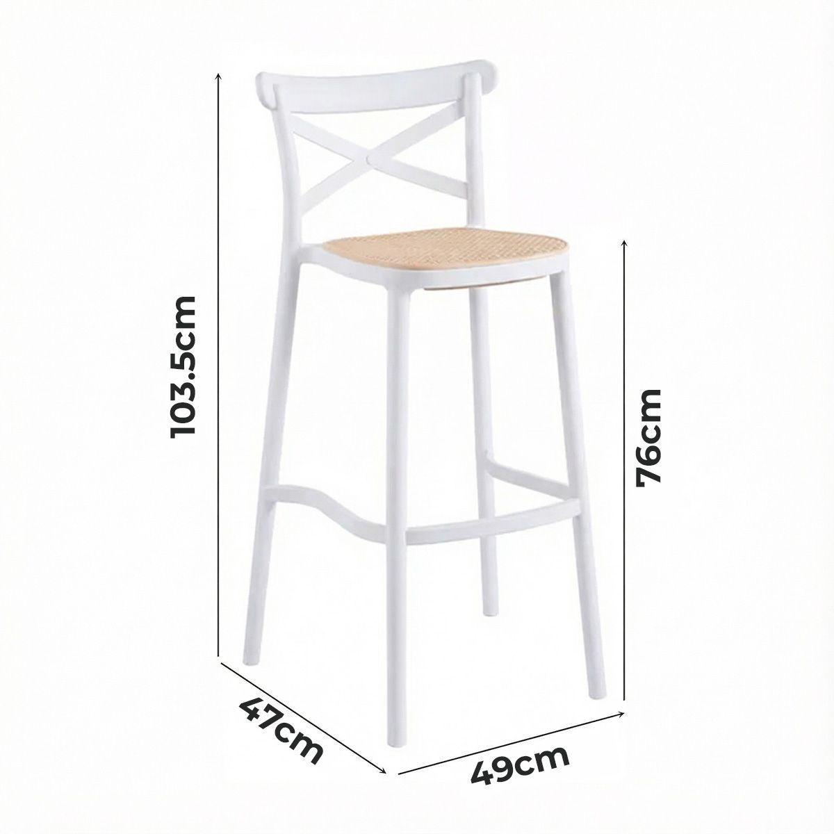 Taburete Piso Bar O Terraza Apilable 76cm Crossback Danubio Venhoouse Blanco-3