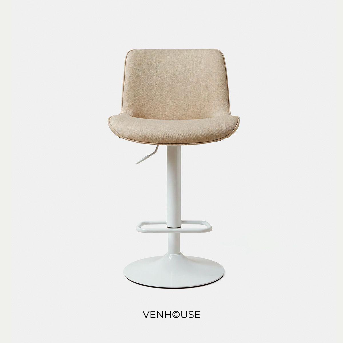 Pack 2 Sillas Piso Bar Taburete Altura Regulable Dorik Venhoouse Blancas-3