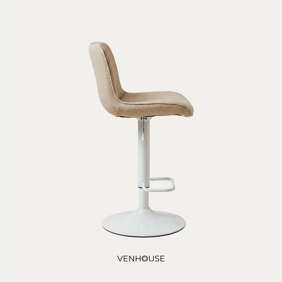 Pack 2 Sillas Piso Bar Taburete Altura Regulable Dorik Venhoouse Blancas-4