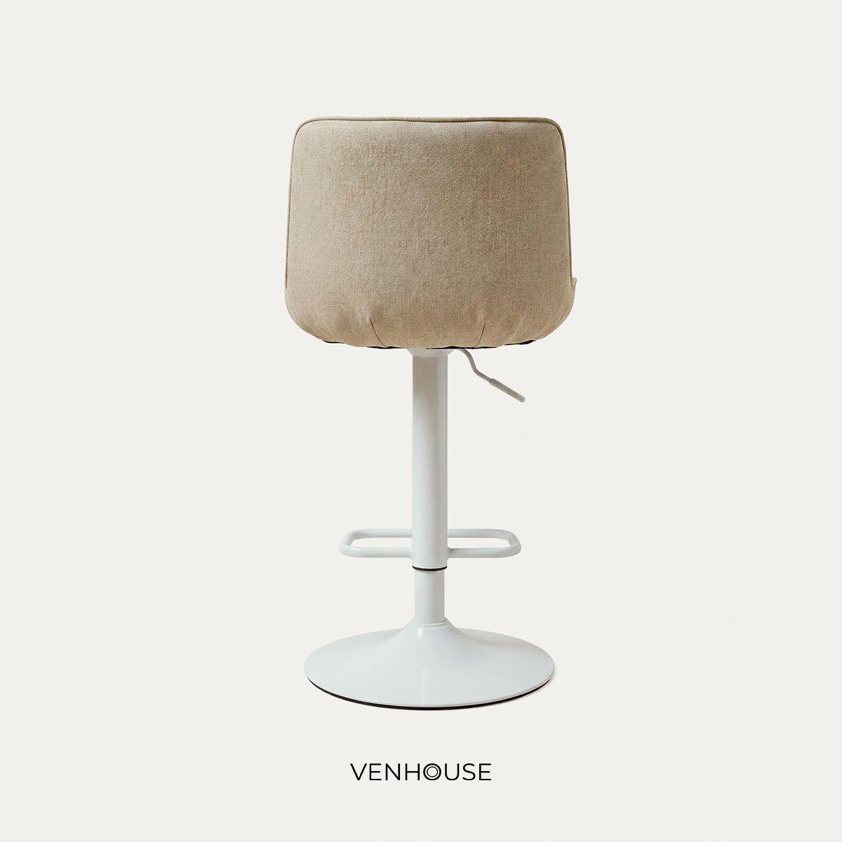Pack 2 Sillas Piso Bar Taburete Altura Regulable Dorik Venhoouse Blancas-5