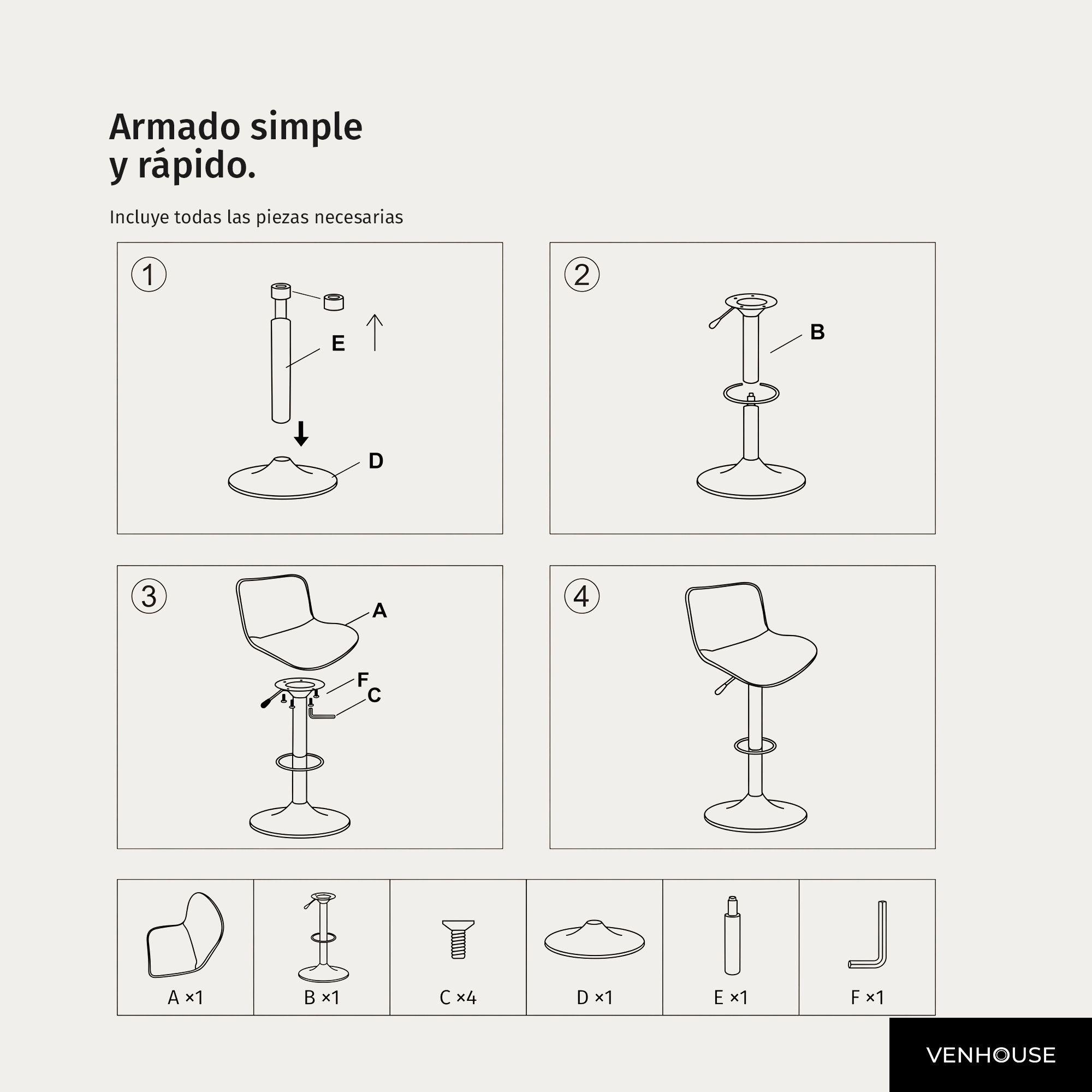 Pack 2 Taburetes Pisos Sillas Bar Acolchados Regulables Dorik Blanco-6