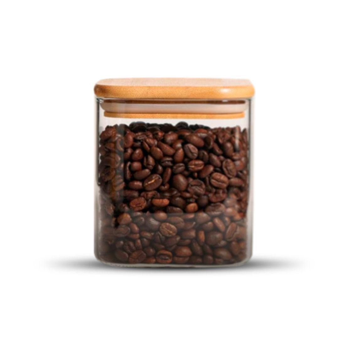 Frasco Contenedor Tarro Hermético Vidrio Tapa Bambú 700ml  10x10cm-0