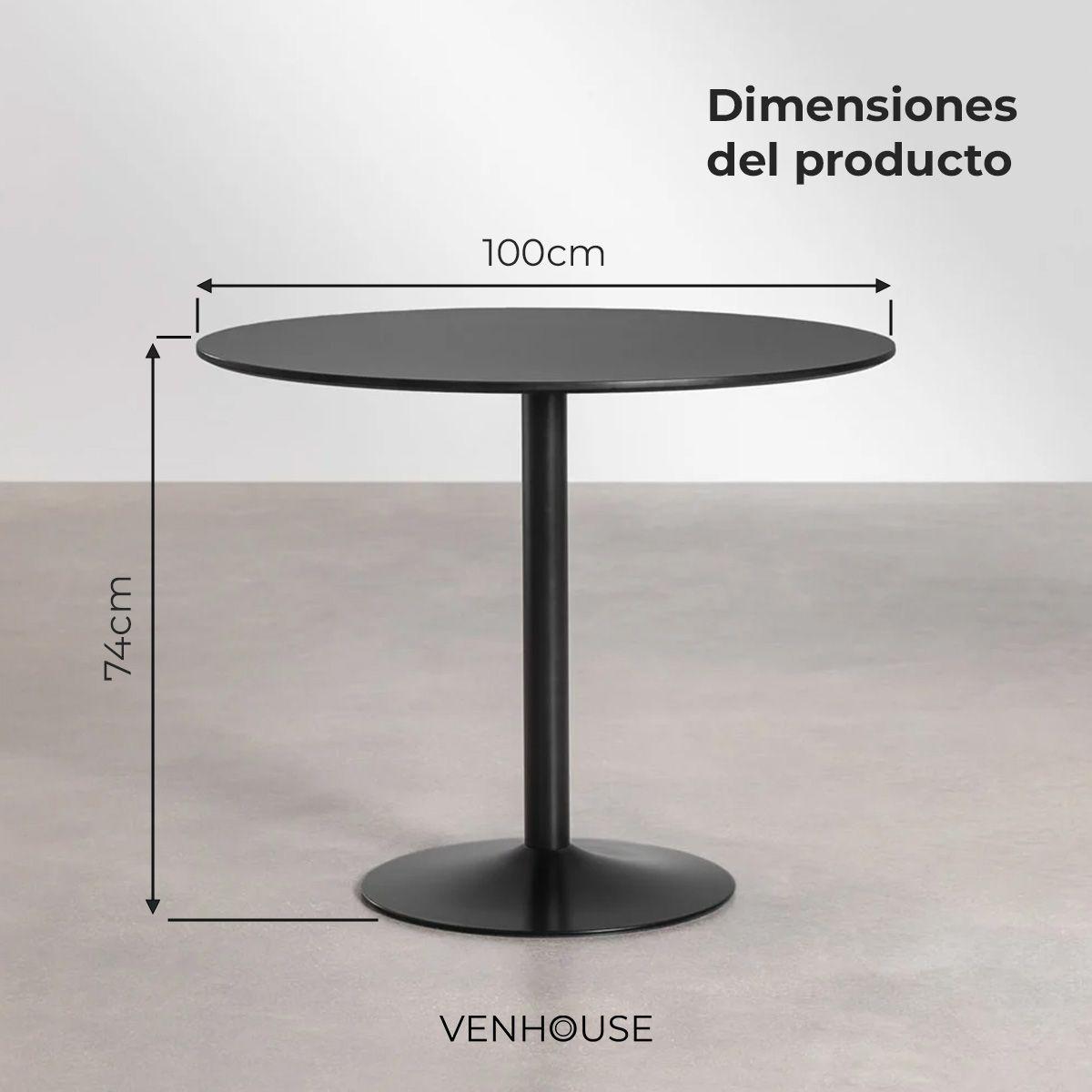 Mesa De Comedor Redonda Nordika Venhoouse Negra 100cm-4