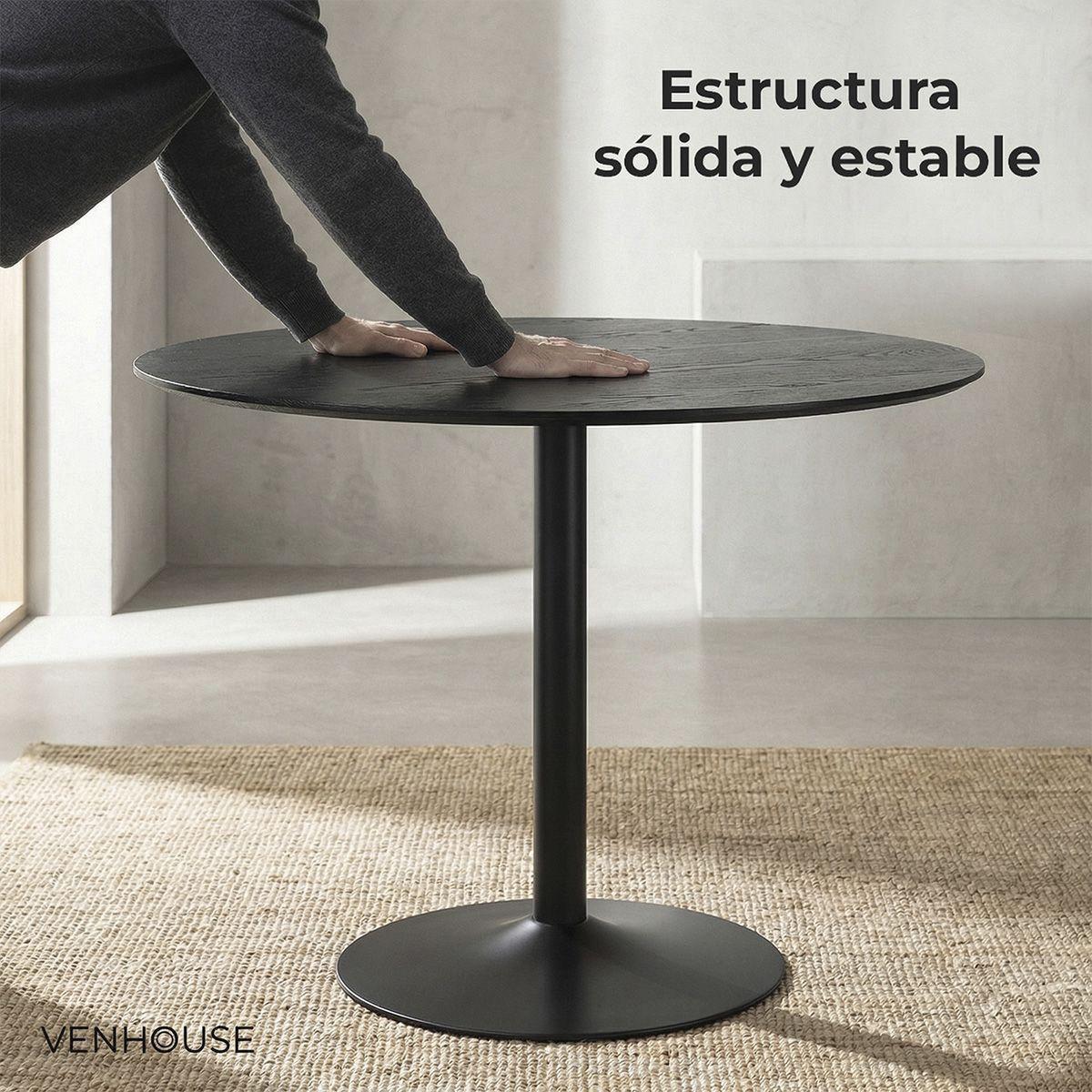 Mesa De Comedor Redonda Nordika Venhoouse Negra 100cm-6