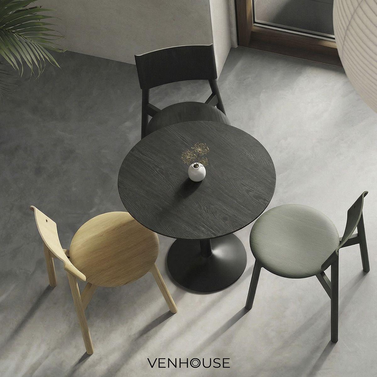 Mesa De Comedor Redonda Nordika Venhoouse Negra 100cm-7