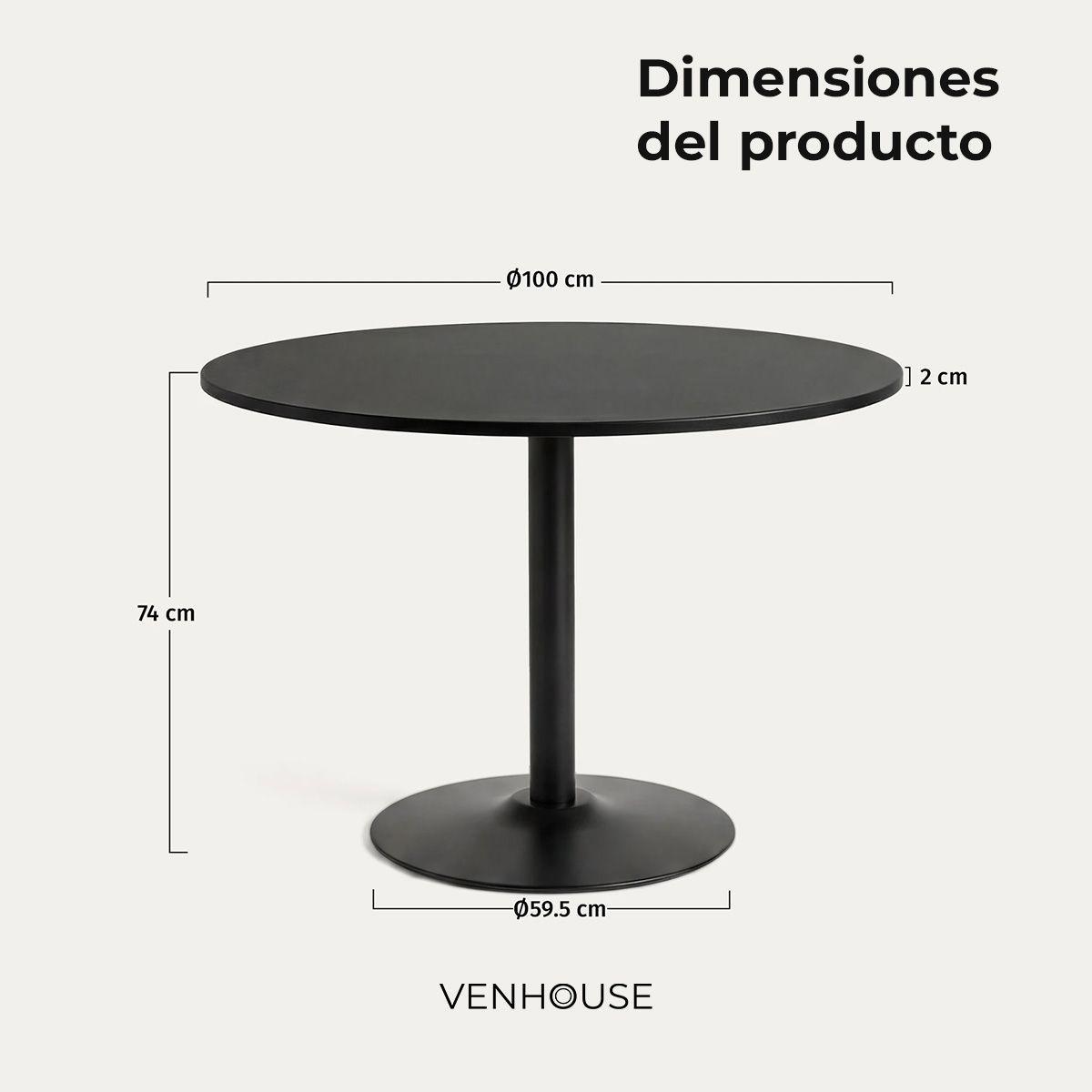 Mesa De Comedor Redonda Nordika Venhoouse Negra 100cm-2