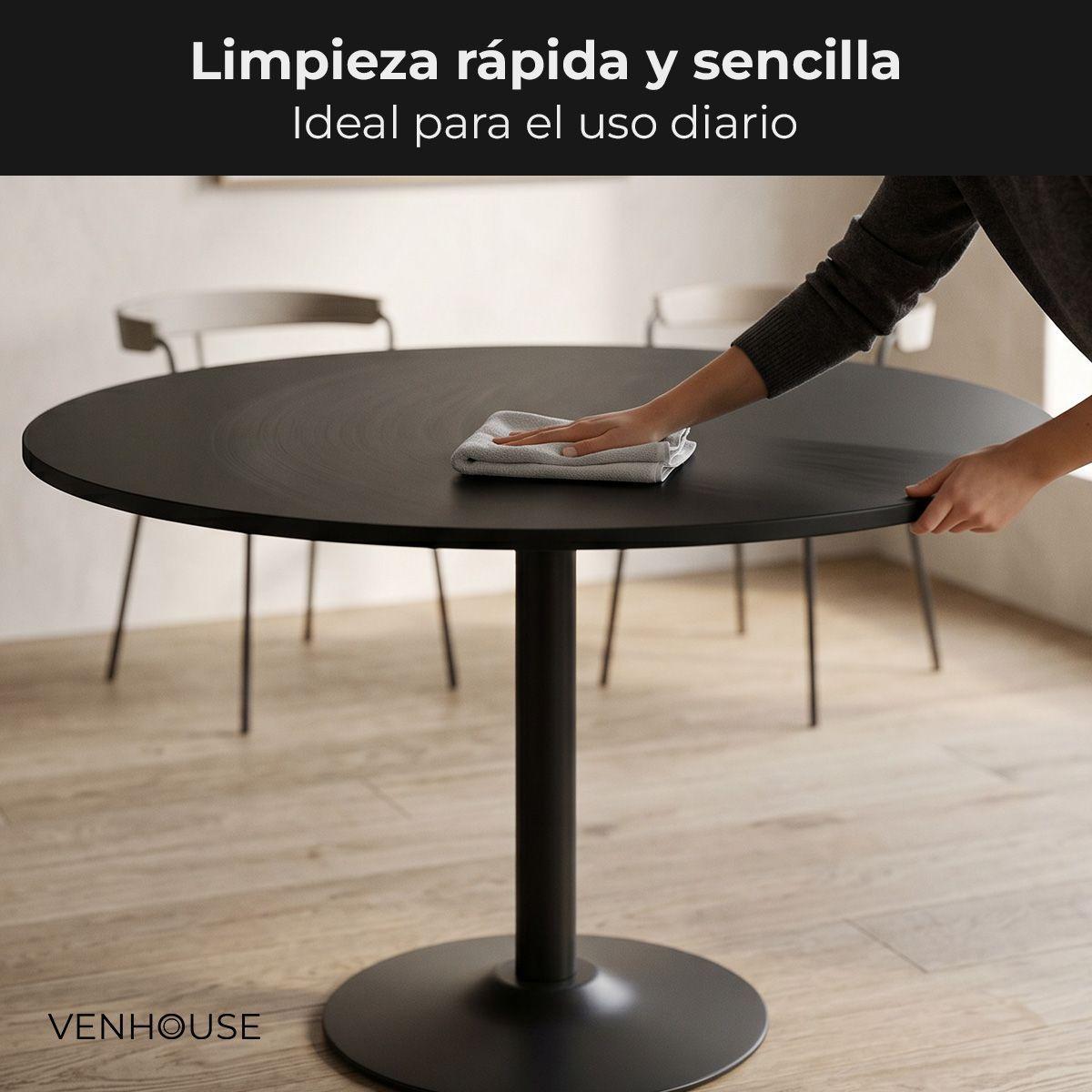 Mesa De Comedor Redonda Nordika Venhoouse Negra 100cm-5