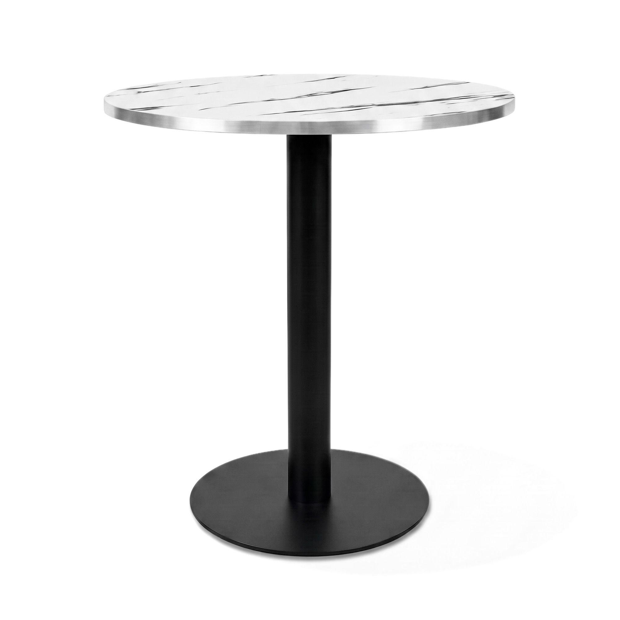 Mesa Redonda Comedor Café Bar Madera Metal 75cm Oslo Blanca-0