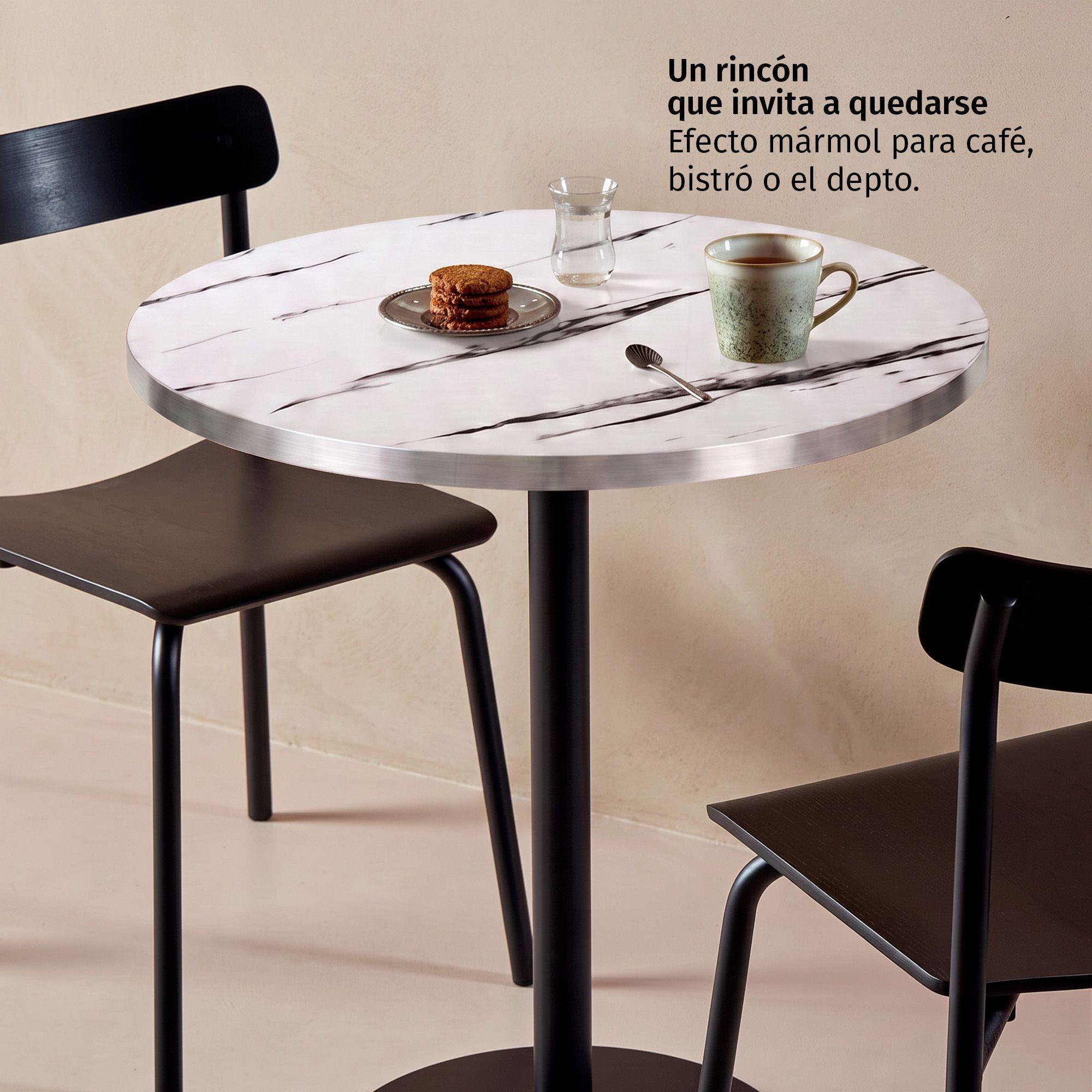 Mesa Redonda Comedor Café Bar Madera Metal 75cm Oslo Blanca-1