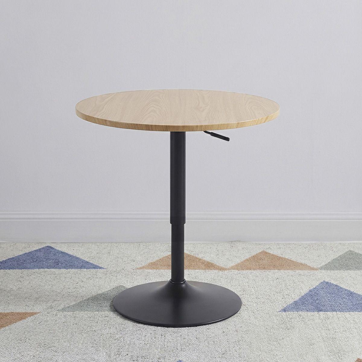 Mesa Bar Lorven Altura Ajustable Diámetro 60cm Comedor Madera Clara-0