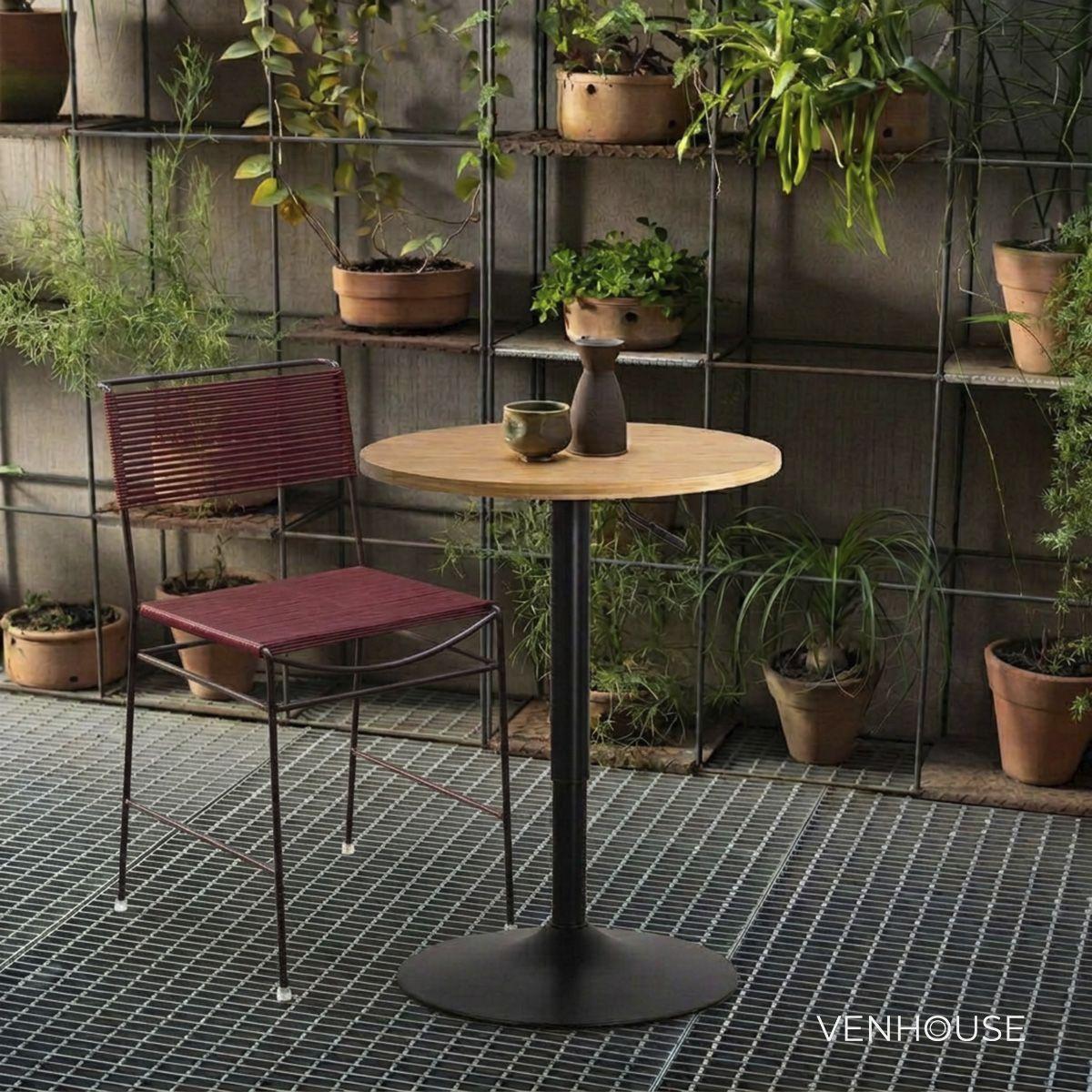Mesa Bar Lorven Altura Ajustable Diámetro 60cm Comedor Madera Clara-7