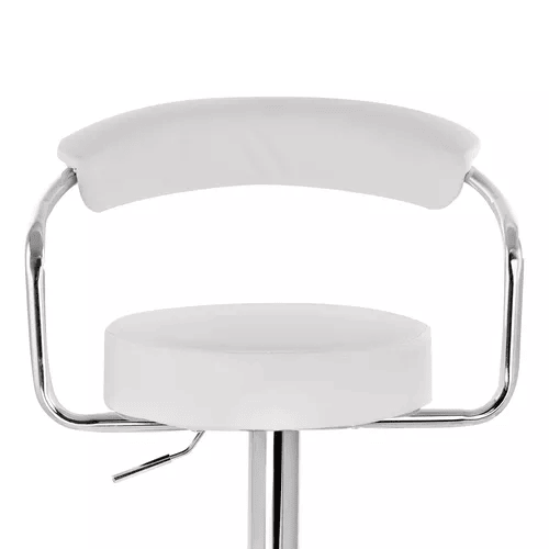 Pack 2 Taburetes Pisos Bar Altura Regulable Con Respaldo Blancos-2