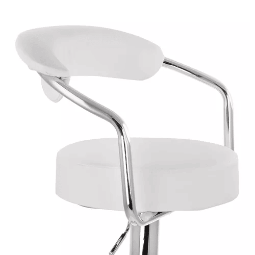 Pack 2 Taburetes Pisos Bar Altura Regulable Con Respaldo Blancos-5