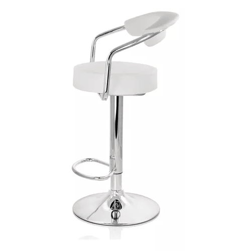 Pack 2 Taburetes Pisos Bar Altura Regulable Con Respaldo Blancos-6