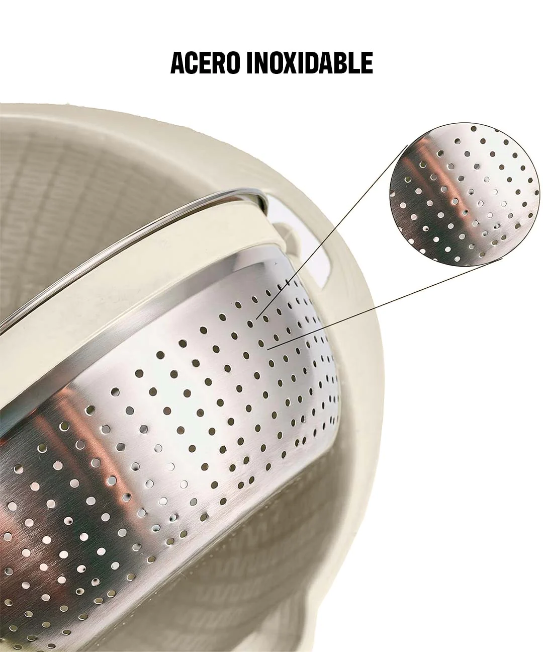 Colador Escurridor 4 En 1 Acero Para Pasta Y Verduras-5