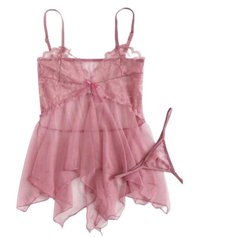 Baby Doll Con Encaje Color Rosado -0