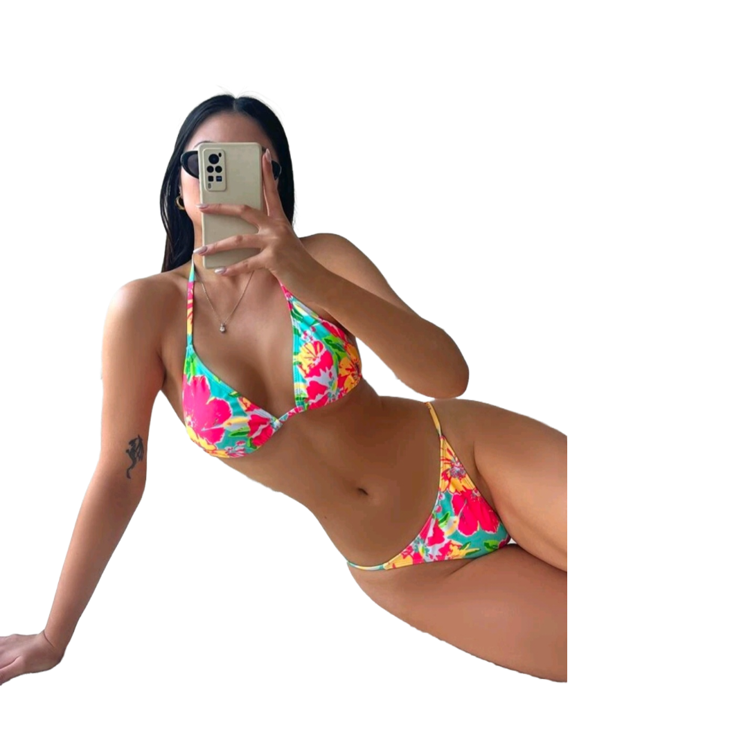 Traje de baño Mujer de 2 Piezas Con Estampado Floral-0