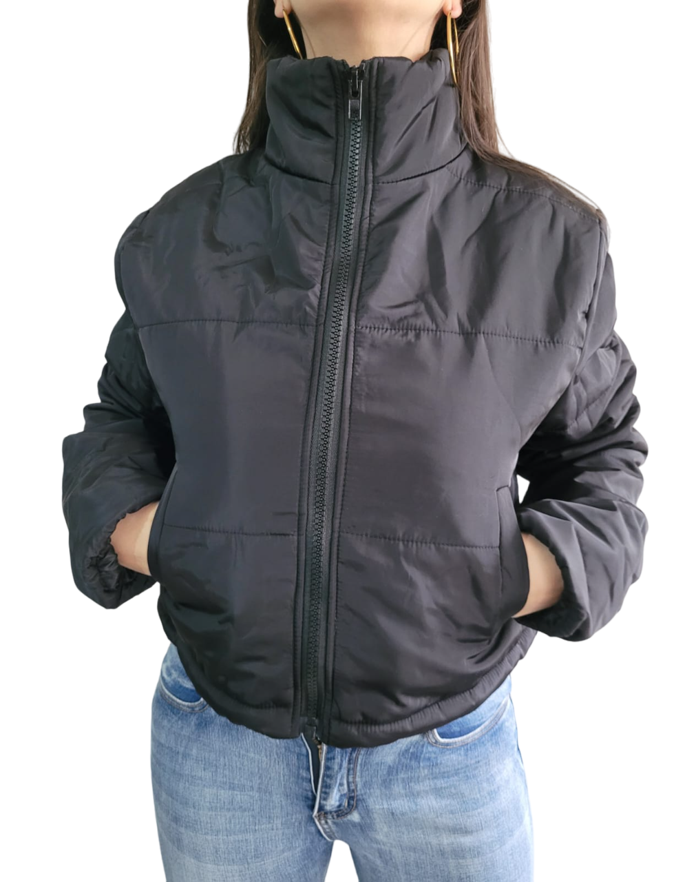 Parkas Manga Larga Negra-0