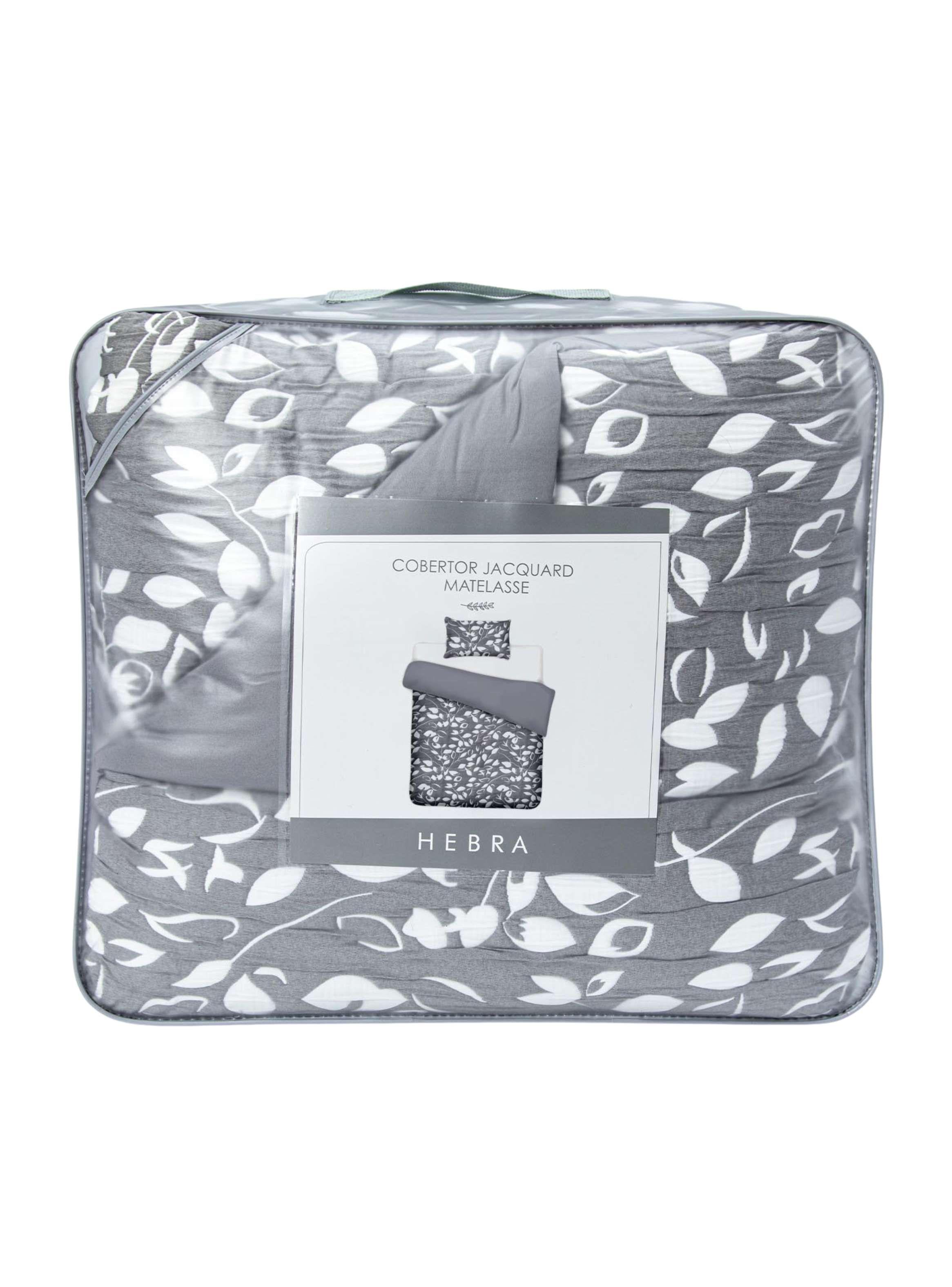 Cobertor Jacquard 1.5P Hojas Gris -4