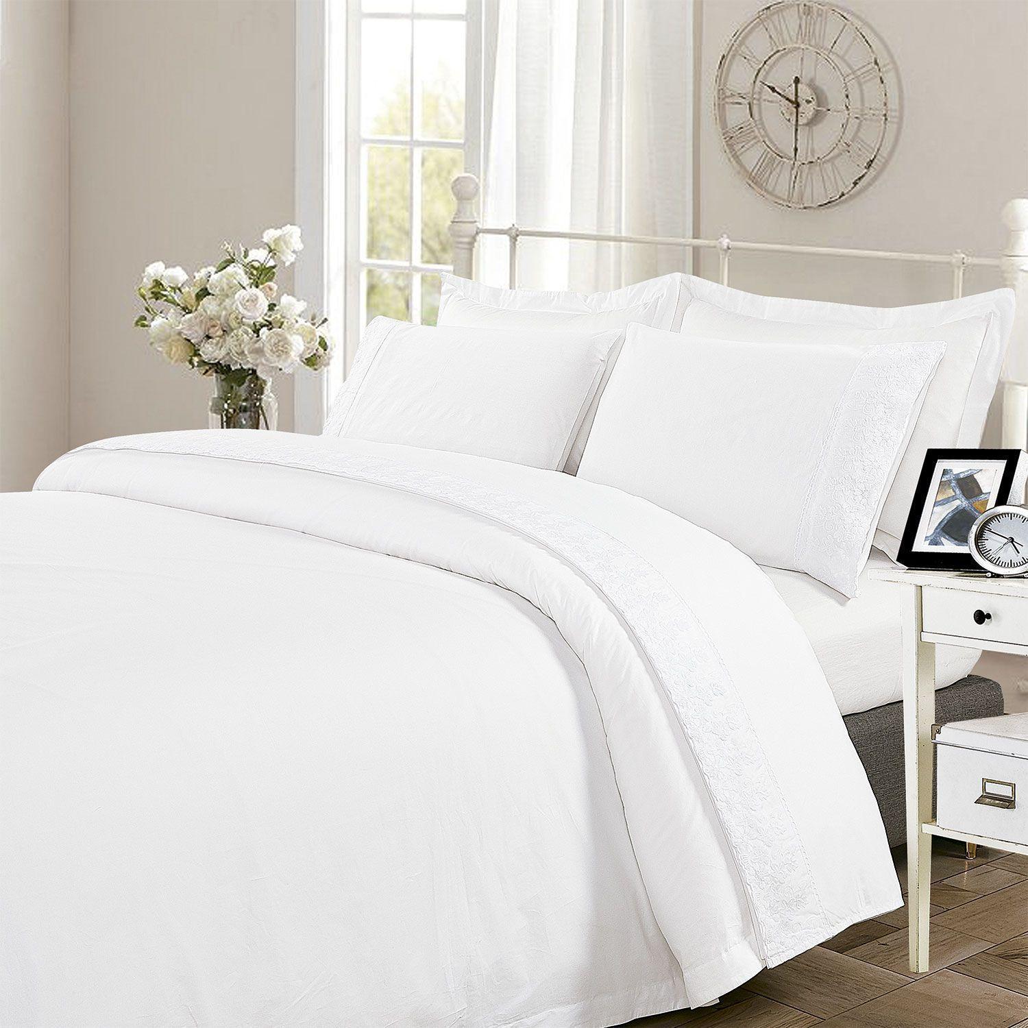 Juego Sabana Broderie Pamplona Super King Blanco-2