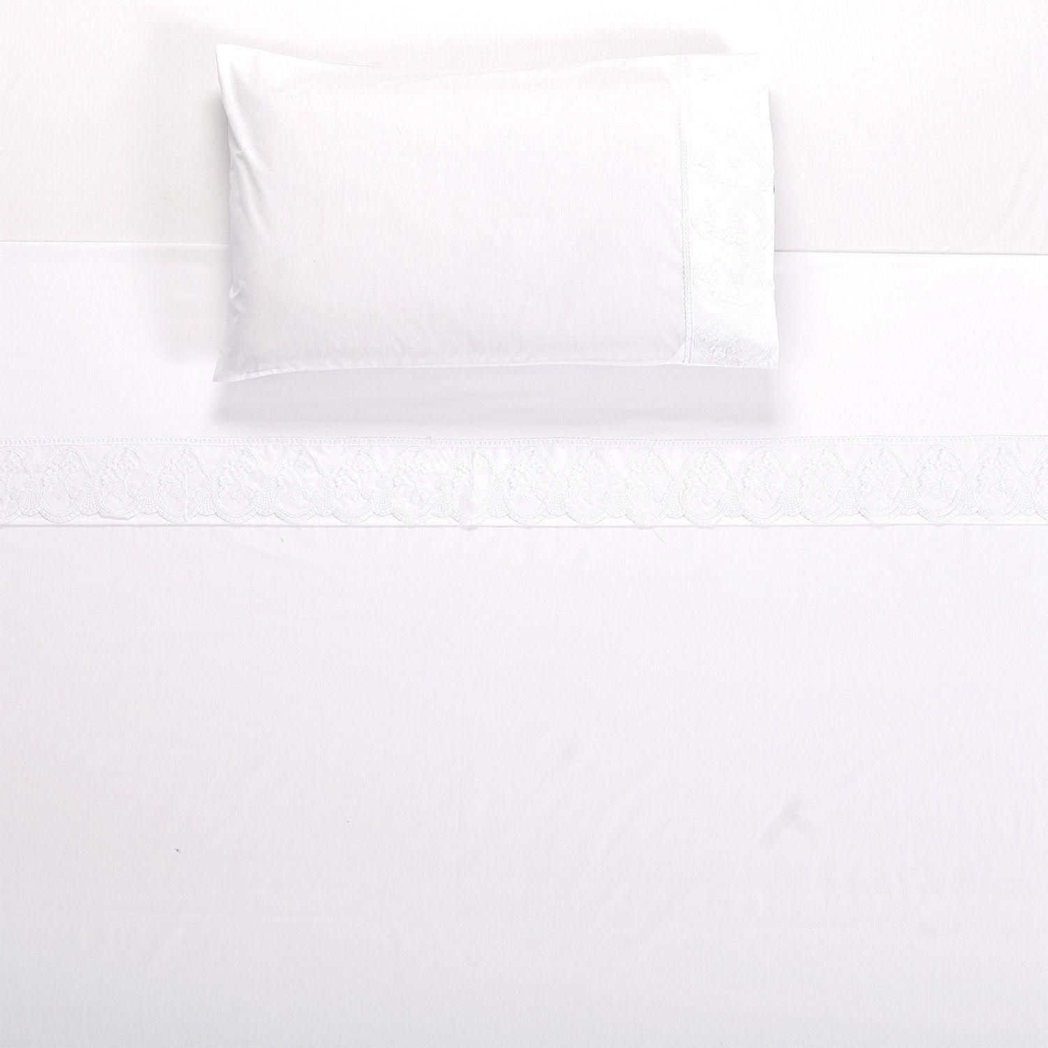 Juego Sabana Broderie Malaga 1.5P Blanco-2
