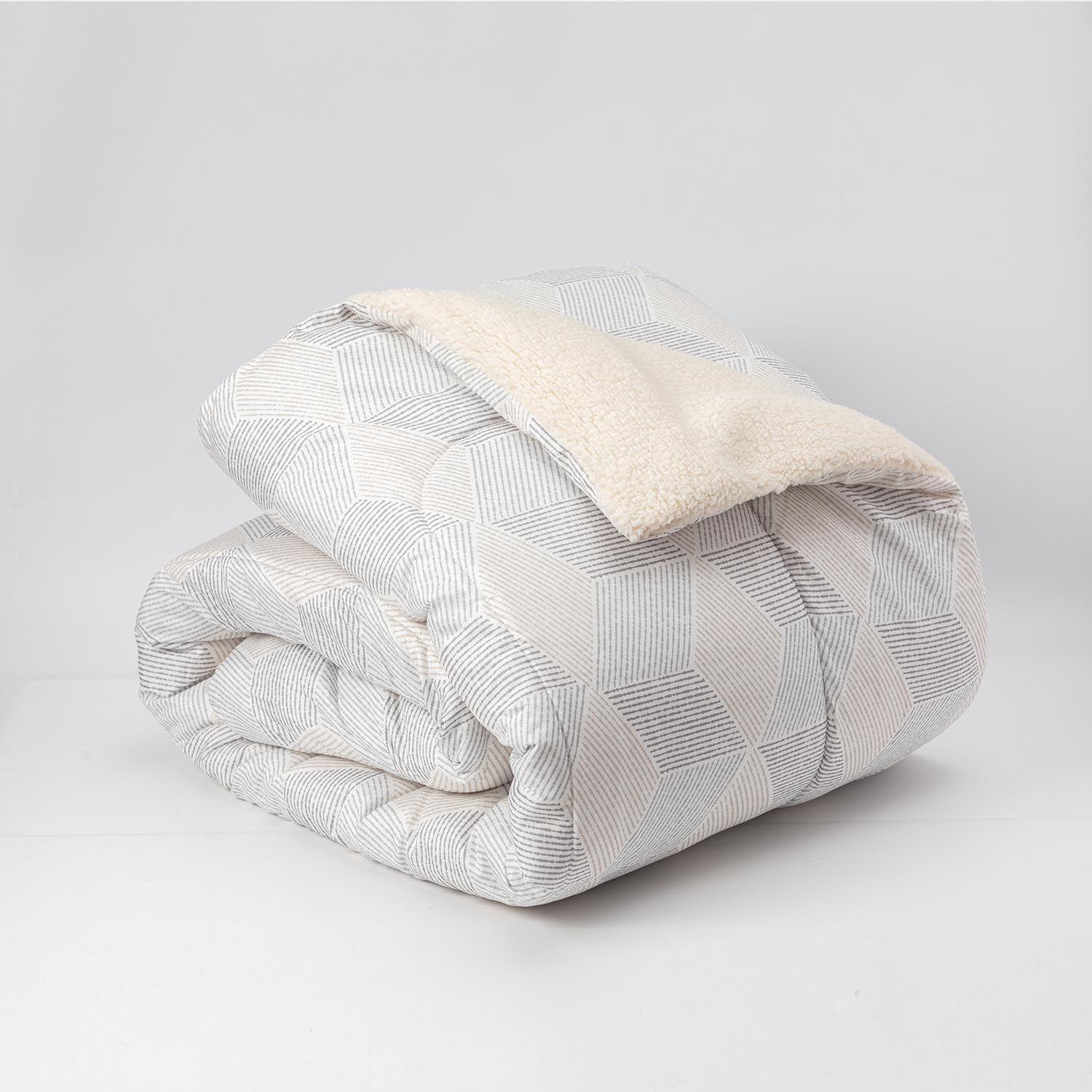Plumon  Reversible Sherpa 2 Plazas Block. Gris-2