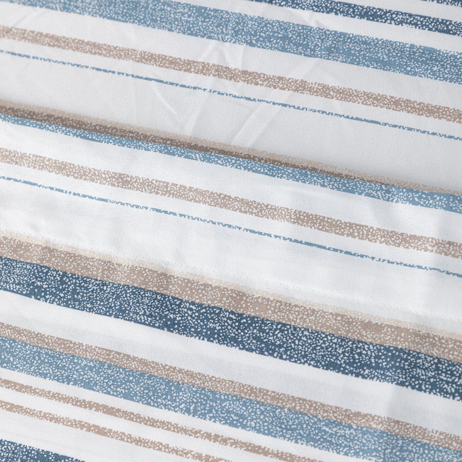 Sabanas Microfibra 2 Plaza Lineas Azul /  Beige-2