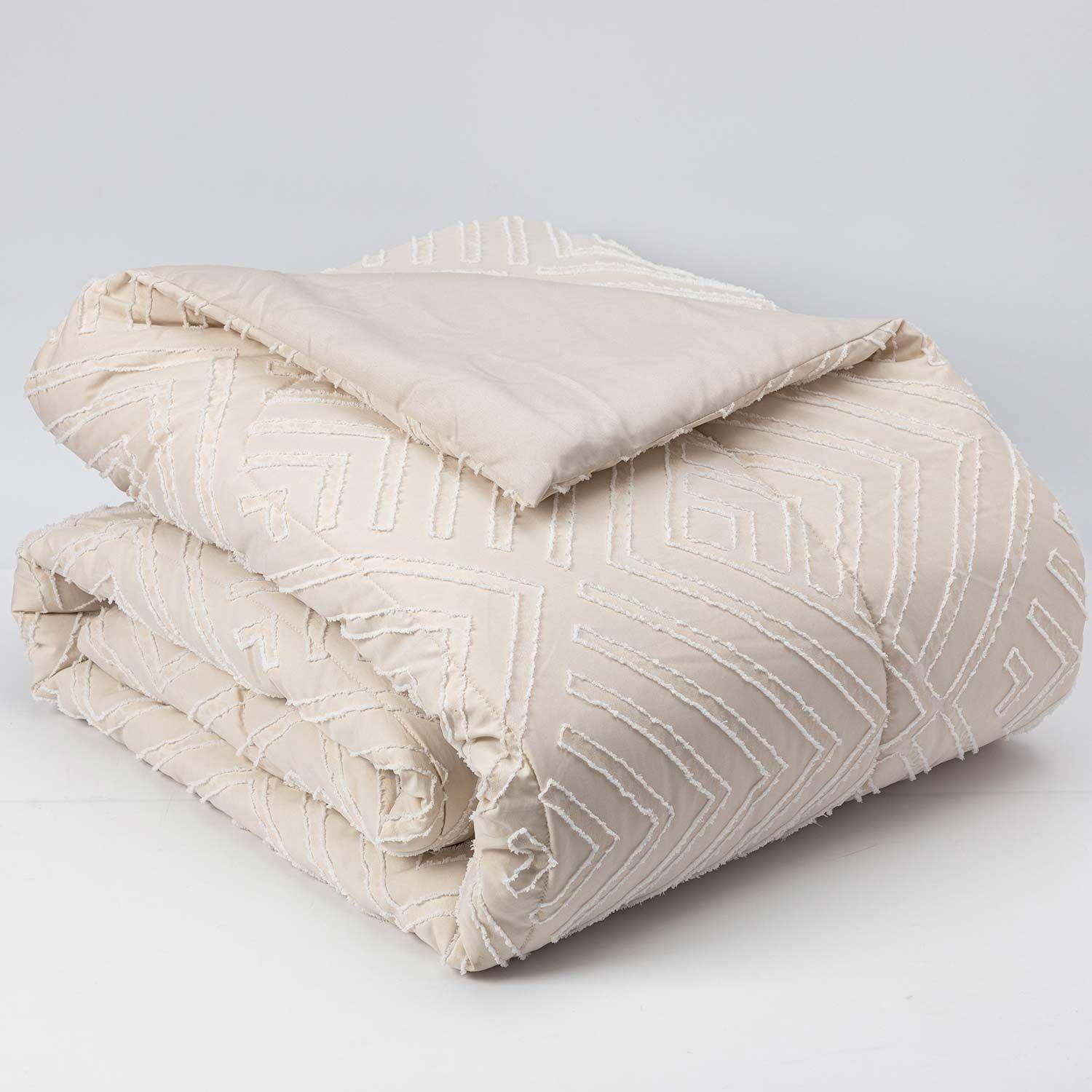 Plumon Jacquard 2 Plazas Flechas Beige-2