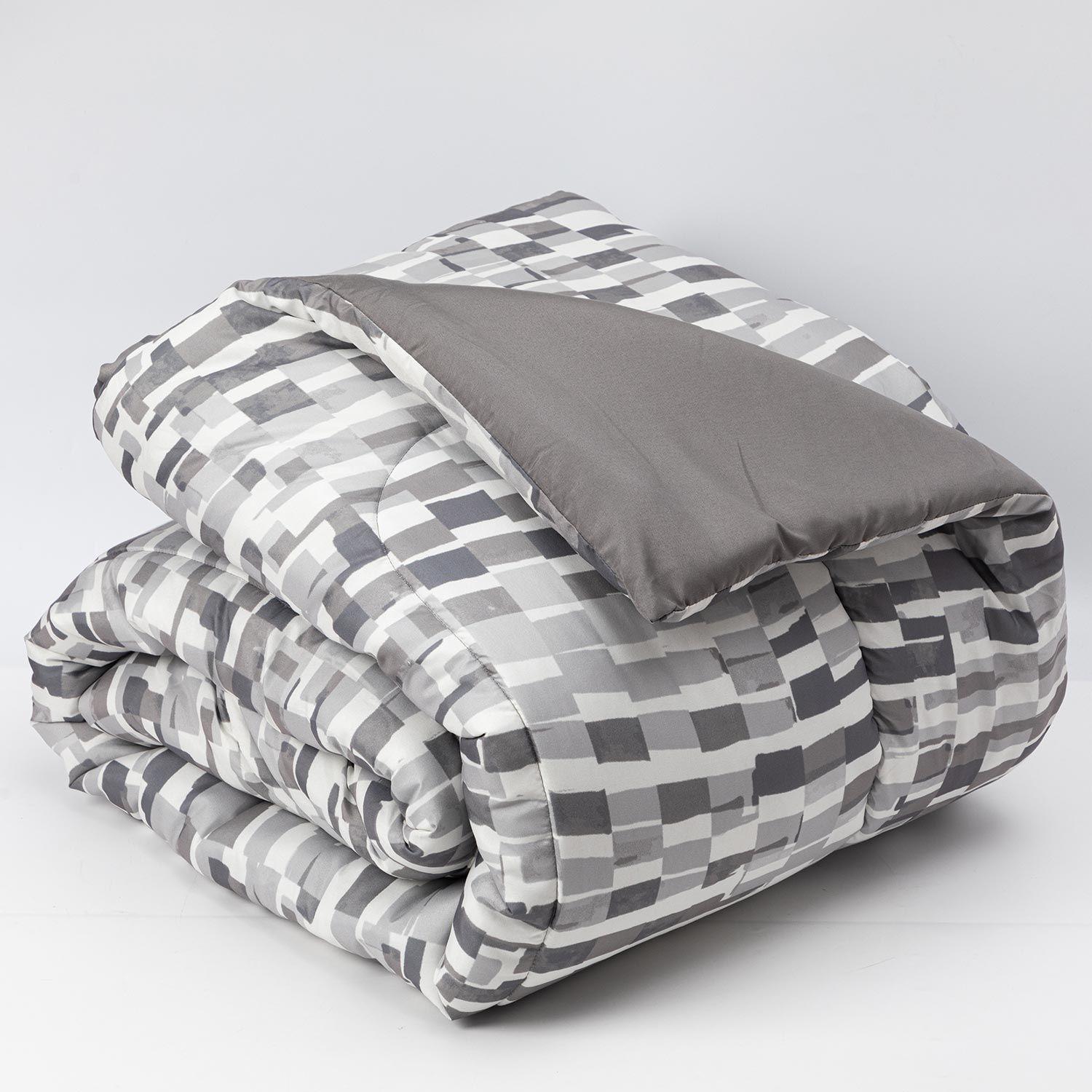 Plumon Reversible 1.5 Plaza Ladrillo Gris-2
