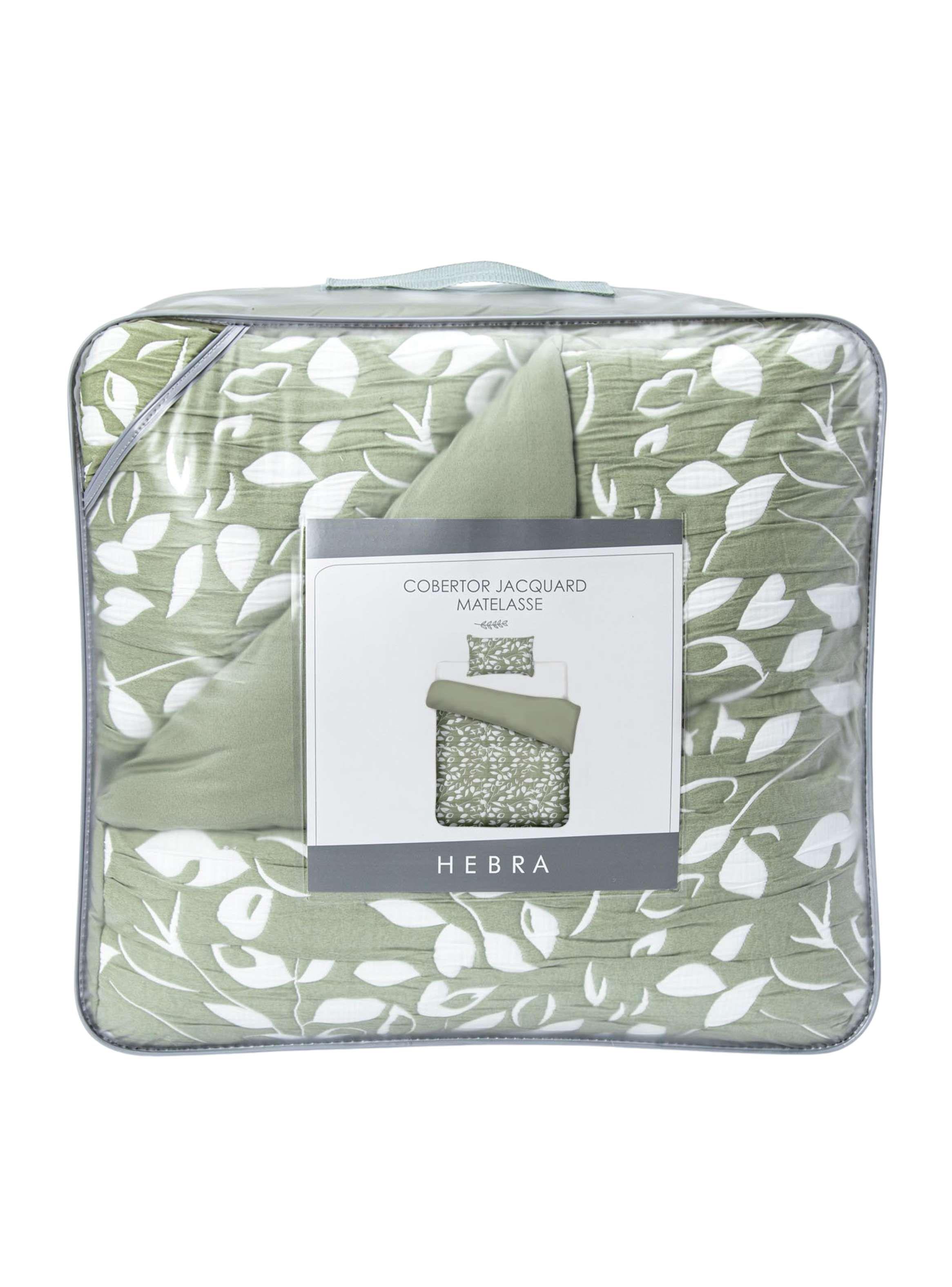 Cobertor Jacquard 1.5P Hojas Verde -4