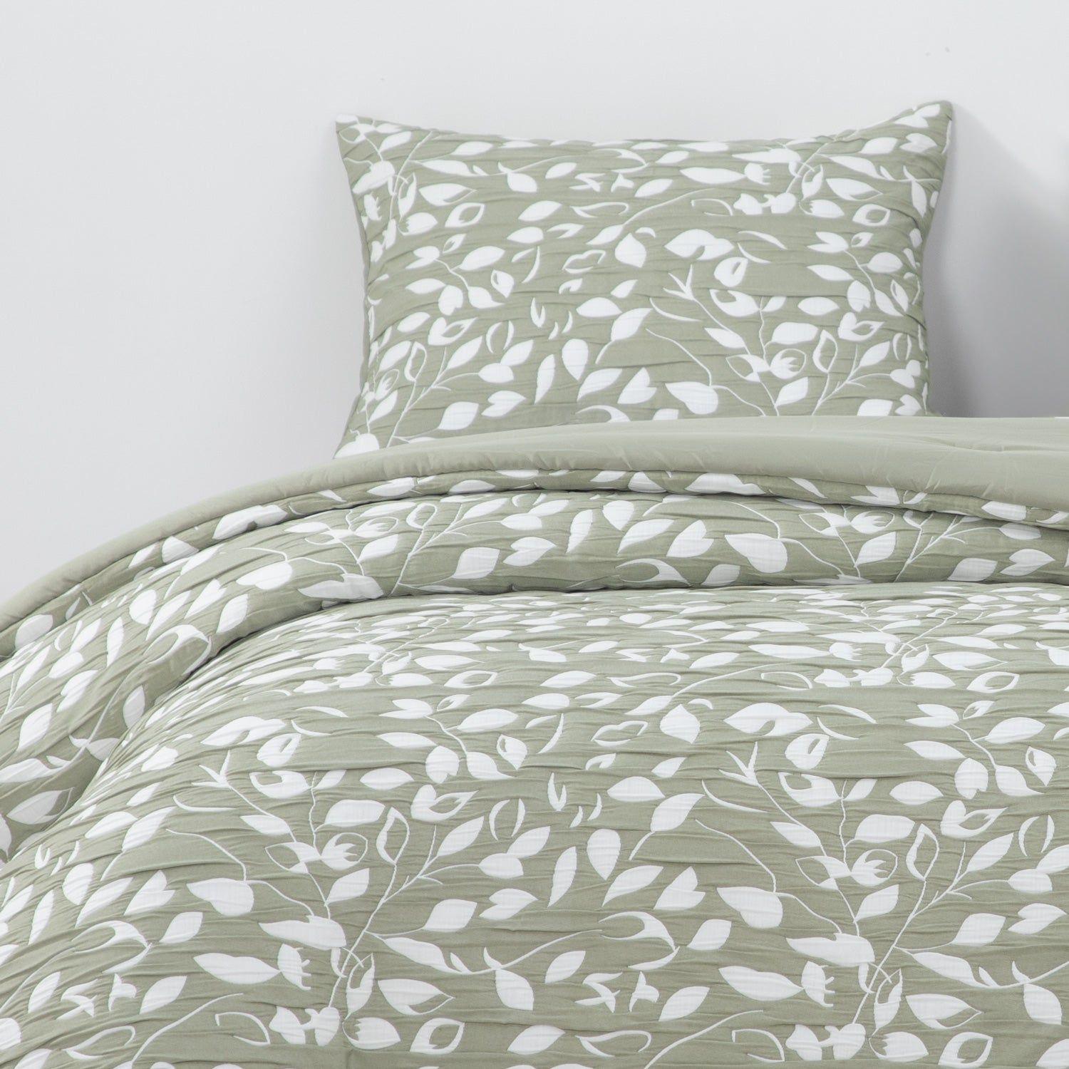 Cobertor Jacquard 1.5P Hojas Verde-0