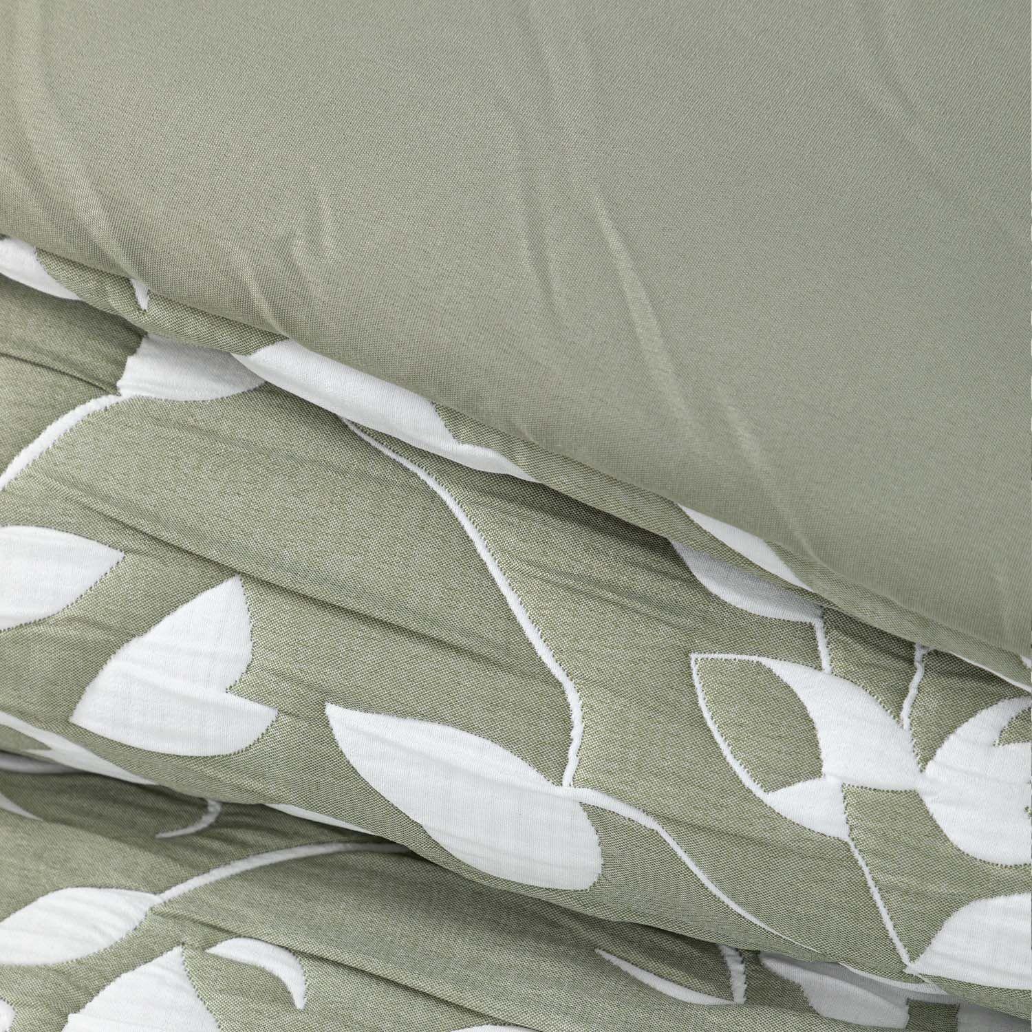 Cobertor Jacquard 1.5P Hojas Verde-1