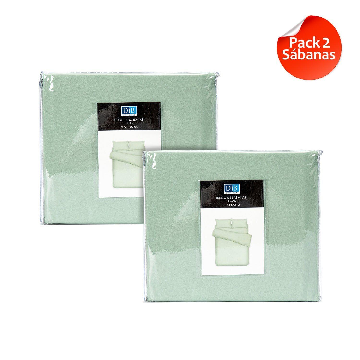 Pack 2 Sabanas Lisas 1.5P Verde Menta-0
