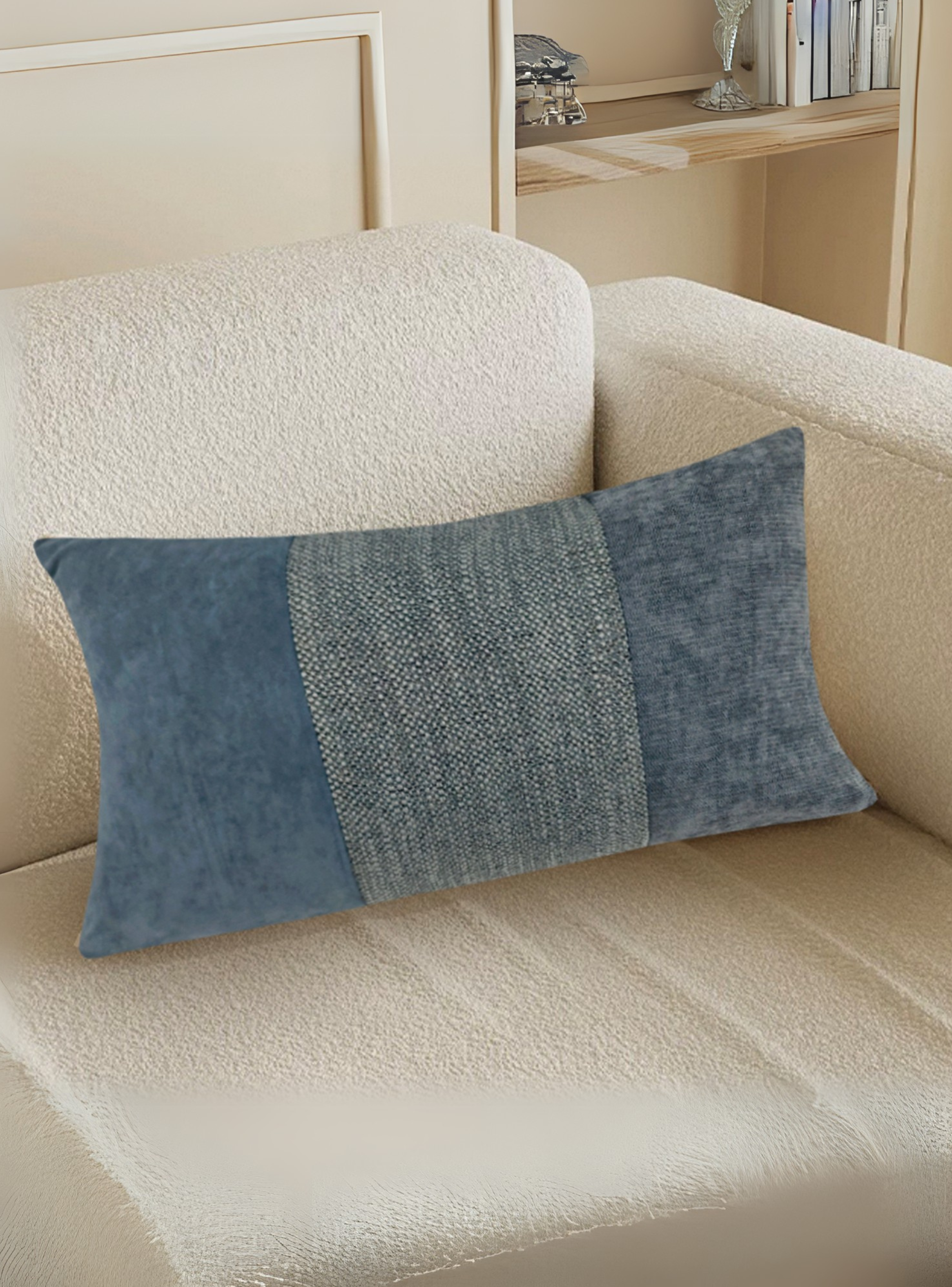 Cojin Patchwork  Rectangular Azul 30X50-3