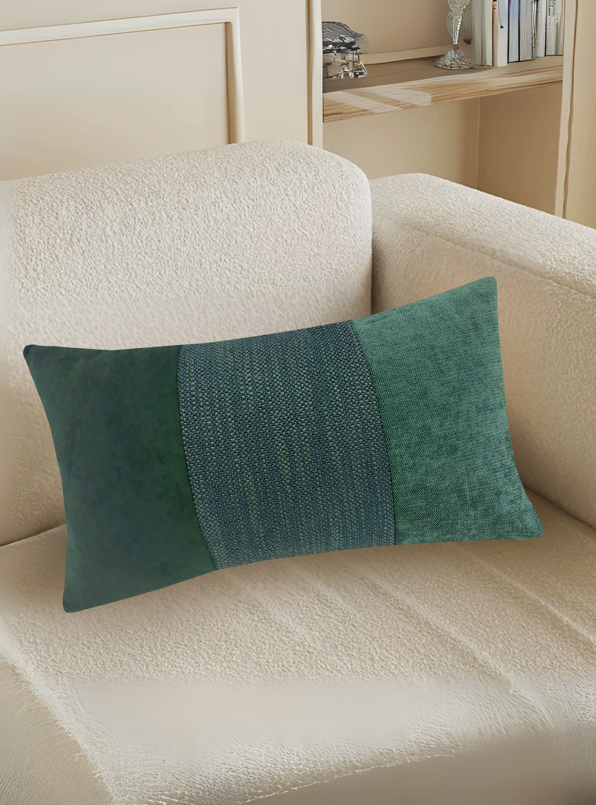 Cojin Patchwork  Rectangular Verde 30X50-3