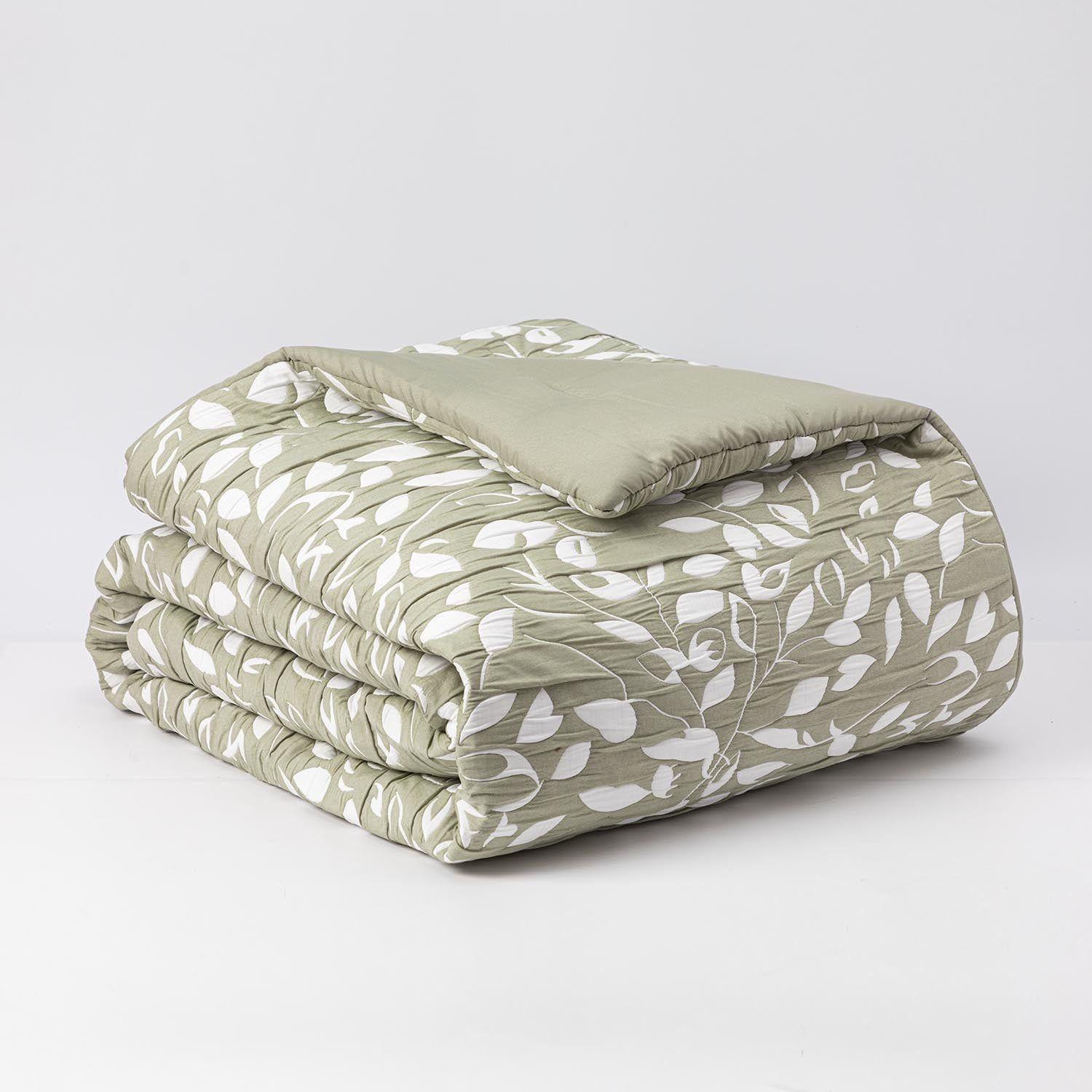 Cobertor Jacquard 2P Hojas Verde-2