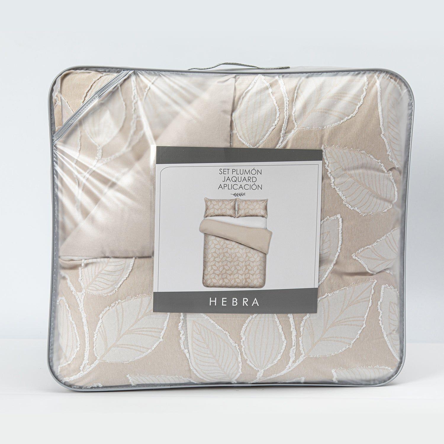 Plumon Jacquard Aplicación King Hojas B-1