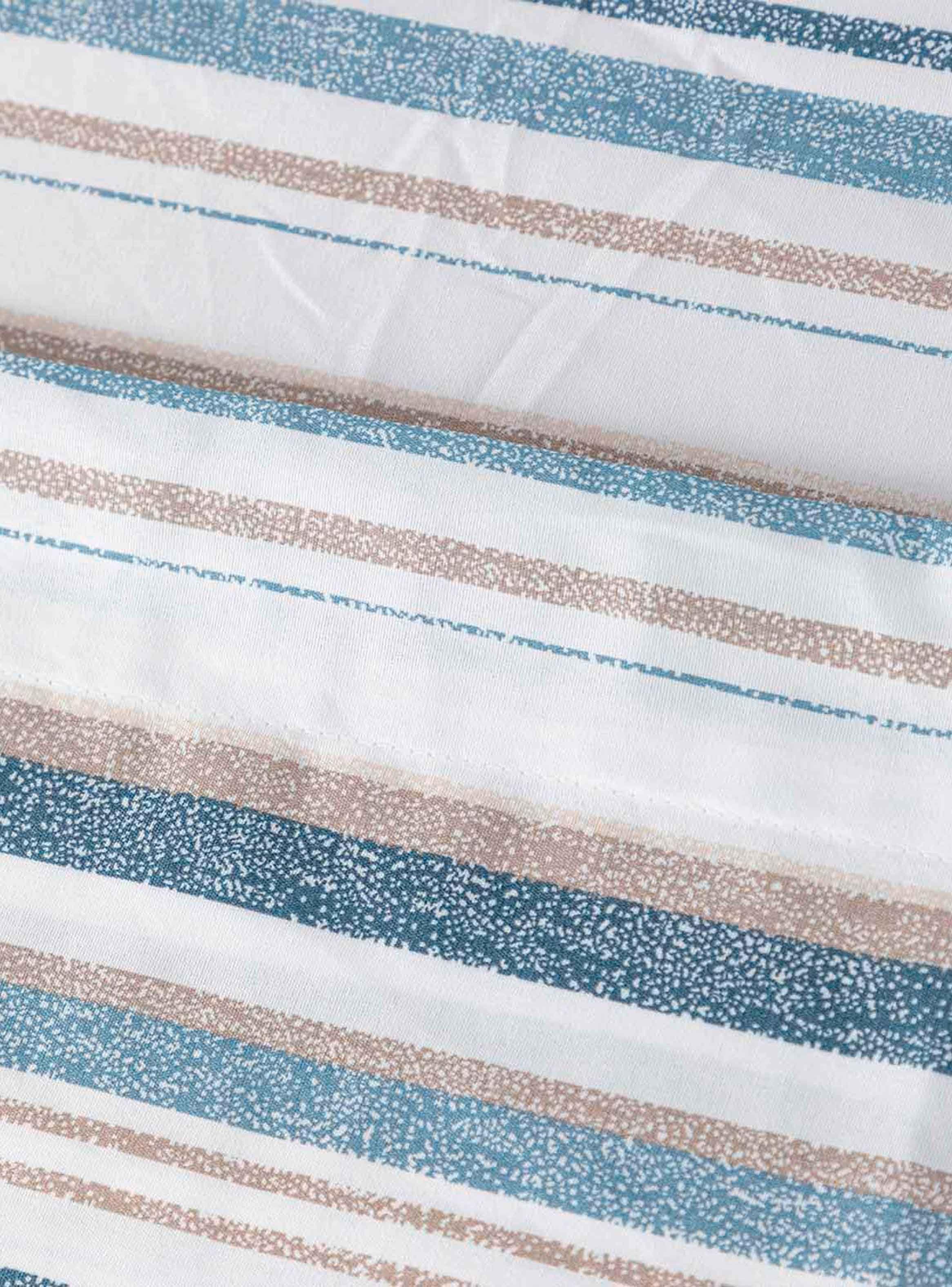Sabanas Microfibra 1.5 Plaza Lineas Azul Beige-2