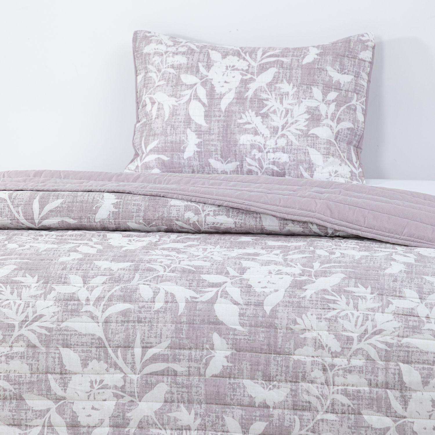Quilt Reversible Estam 1.5P Flores Gris-4